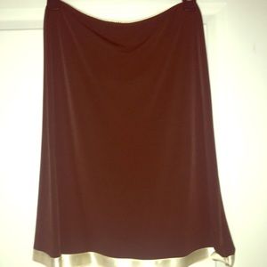 NWOT wet seal brown skirt w cream silk and lace